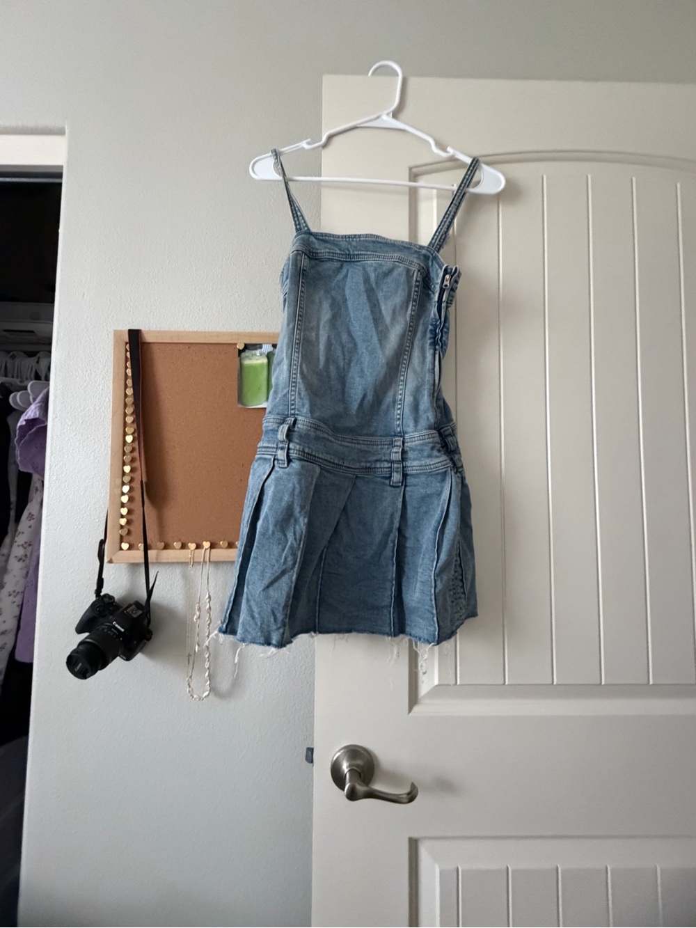H&M - Denim Overall Mini Dress in Light Blue